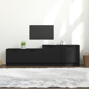 Szafka pod TV, czarna, 158,5x36x45 cm, materia drewnopochodny