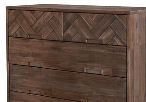 Drewniana komoda Ashton jodełka 100x105 cm- brązowy