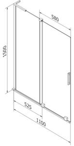 Mexen Velar L parawan nawannowy 2-skrzydłowy rozsuwany 110 x 150 cm, szron, złoty - 896-110-003-31-50