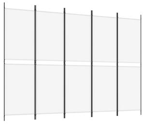 Parawan 5-panelowy, biały, 250 x 180 cm, tkanina