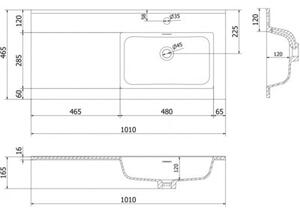 Mexen Otis umywalka wpuszczana w blat prawa 101 x 46,5 cm, czarna mat - 25181071P