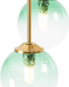 Złota lampa sufitowa Art Deco z zielonym szkłem 9 świateł - Ateny Oswietlenie wewnetrzne