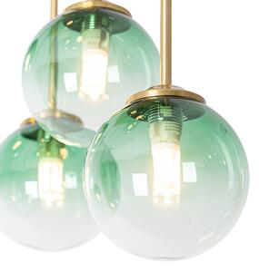 Złota lampa sufitowa Art Deco z zielonym szkłem 9 świateł - Ateny Oswietlenie wewnetrzne