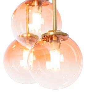 Złota lampa sufitowa Art Deco z różowym szkłem 9 lampek - Ateny Oswietlenie wewnetrzne