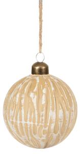 Szklana ozdoba świąteczna ANTIC WOOD 8 cm, beżowa