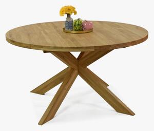 Składany okrągły stół wykonany z litego drewna dębowego, Holger 120 cm