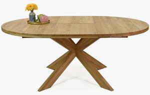 Składany okrągły stół wykonany z litego drewna dębowego, Holger 120 cm