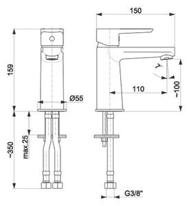 Bateria umywalkowa KFA ARMATURA Narva 5222-815-81 Czarny