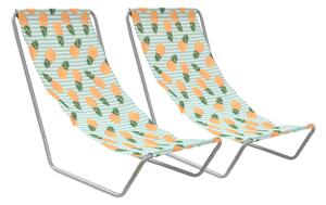 Zestaw 2 szt. składanych leżaków plażowych SAND PINEAPPLE, kolorowe