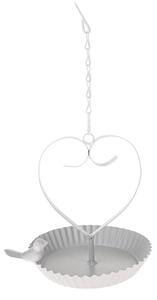 Zawieszana metalowa karmnik Bird´s heart biały, 18x 21 cm