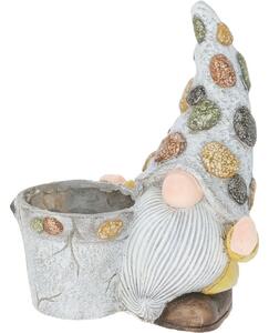 Donica ogrodowa z krasnalem, polyresin, 30 x 19 x35,5 cm