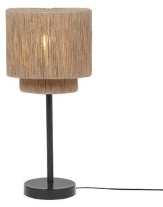 Lampa stołowa Japandi czarna z brązowym sznurem - Smilla