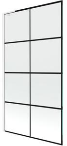 Mexen Next L parawan nawannowy 1-skrzydłowy 100 x 150 cm, czarna kratka, biały - 895-100-000-03-77-20