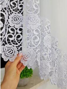 Firana dekoracyjna w Åuk z cyrkoniami i szerokÄ gipiurÄ w kwiaty - 400x160 cm