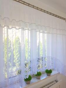 Firana dekoracyjna w Åuk z cyrkoniami i szerokÄ gipiurÄ w kwiaty - 400x160 cm