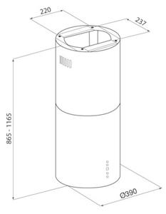 Okap GLOBALO Cylindro Isola 39.7 Miedziany 742m3/h 61dB klasa B WyÅwietlacz elektroniczny