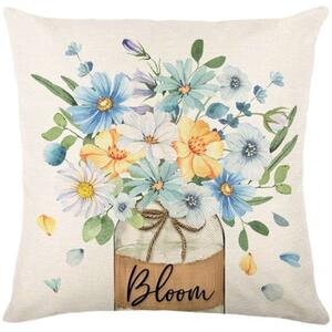Lniana poszewka na poduszkę BLOOM 45x45 cm, kremowy
