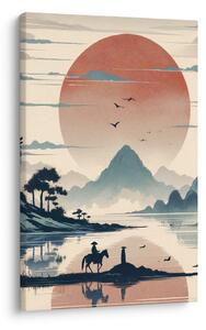 Obraz samuraj i góry