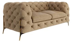 Pikowana sofa 2-osobowa Chesterfield Chloe Bis ciepły beż