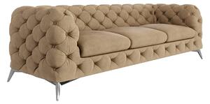 Obszerna pikowana sofa 3-osobowa Chesterfield Chloe Ciepły Beż