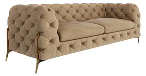 Obszerna pikowana sofa 2,5-osobowa Chesterfield Chloe Bis ciepły beż