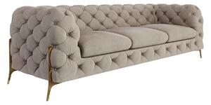 Pikowana sofa 3-osobowa Chesterfield Chloe Bis zimny beż