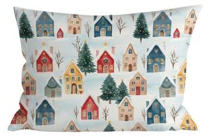 Bawełniana poszewka na poduszkę WINTER VILLAGE 50x70 cm, kolorowa