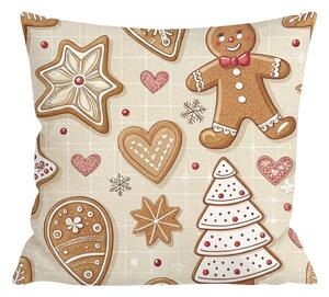 Bawełniana poszewka na poduszkę GINGERBREAD JOY 45x45 cm, beżowy
