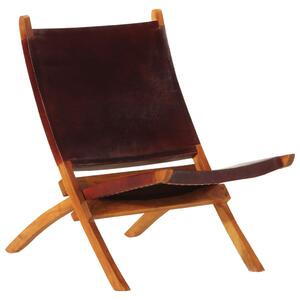 Krzesło składane, ciemnobrązowe, skóra naturalna