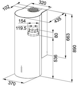 Okap FRANKE Turn FTU 3805 XS Stal szlachetna 620m3/h 66dB klasa B