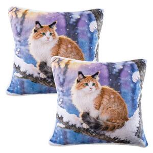 Zestaw 2 szt. poszewek na poduszki z mikropluszu SNOW CAT 45 x 45 cm
