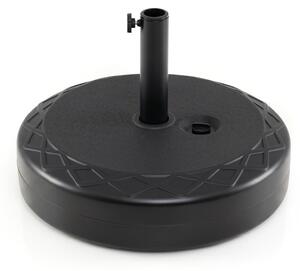 KOMFOTTEU, okrga podstawa do parasola wykonana z HDPE, 55 cm. Podstawa z uchwytem do parasola o rednicy trzpienia 39-49 mm, któr mona wypeni wod i piaskiem do 52 kg. Uchwyt do parasola do tarasu, ogrodu i balkonu, kolor czarny