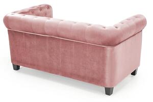 Pikowana sofa dwuosobowa róż glam