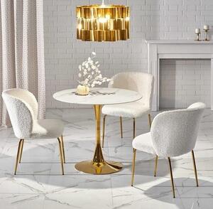 Okrągły stół glamour marmur ze złotym ⌀90cm | Umeblowana.com