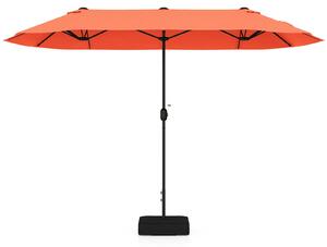 KOMFOTTEU Podwójny parasol z podstaw, 400 x 200 cm, duy parasol XXL, parasol tarasowy z korb, ochrona UPF 30+, duy parasol balkonowy, parasol ogrodowy do tarasu i basenu (400 x 200 cm - bez owietlenia LED, pomaraczowy)