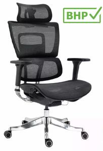 Czarny ergonomiczny fotel do biura Winner Lux, zgodny z normą BHP