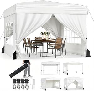 KOMFOTTEU, pawilon rozkadany 3x3m, wodoodporny, z 4 ciankami i 4 workami z piaskiem, regulowany na 3 wysokociach, z torb transportow, idealny na pla, wesele i camping, kolor biay