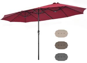 KOMFOTTEU, podwójny parasol przeciwsoneczny, 470 x 280 cm, parasol z korb, duy parasol ogrodowy XXL, ochrona przed socem, parasol tarasowy o ksztacie owalu, podwójny parasol, parasol na taras, do ogrodu i basenu (owalny, 470x280 cm, kolor: bordo)