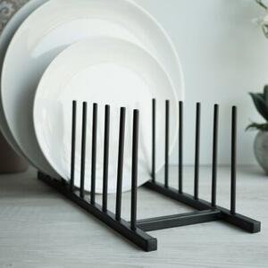 Stojak na pokrywki i talerze metalowy czarny 34,5x12,5x12 cm