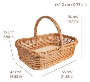 Wiklinowa Taca z Uchwytami | CREATIVE HOME | Prostokątna 55x42cm | Naturalny