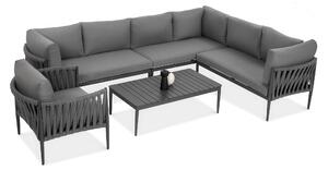 Narożnik ogrodowy aluminiowy MONZA Caffe + fotel Grey - FURRORE
