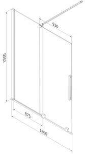Mexen Velar parawan nawannowy 2-skrzydłowy rozsuwany 180 x 150 cm, transparent, gun metal - 896-180-000-01-95