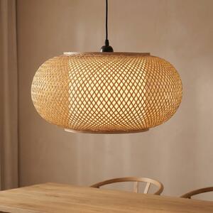 Lampa wisząca Romaine Lindby, możliwość ściemniania, jasne drewno, salon / jadalnia, bambus, skandynawski