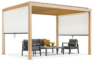 Pergola tarasowa wolnostojąca Lagos 3x4 z roletami na boki o długości 3m Garden Point woodlike - biała