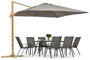 Parasol ogrodowy Siena 3x3m woodlike z szarym poszyciem Garden Point