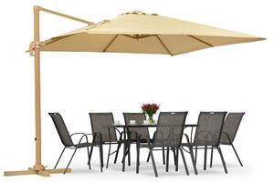 Parasol ogrodowy Siena 3x3m woodlike z beżowym poszyciem Garden Point
