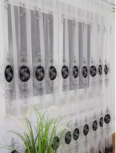 Firana z haftem i welurem- czarny 400x250 cm