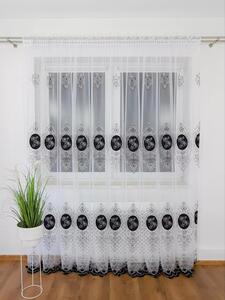 Firana z haftem i welurem- czarny 400x250 cm