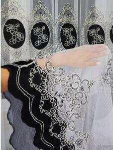Firana z haftem i welurem- czarny 400x250 cm