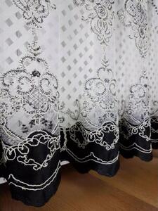Firana z haftem i welurem- czarny 400x250 cm